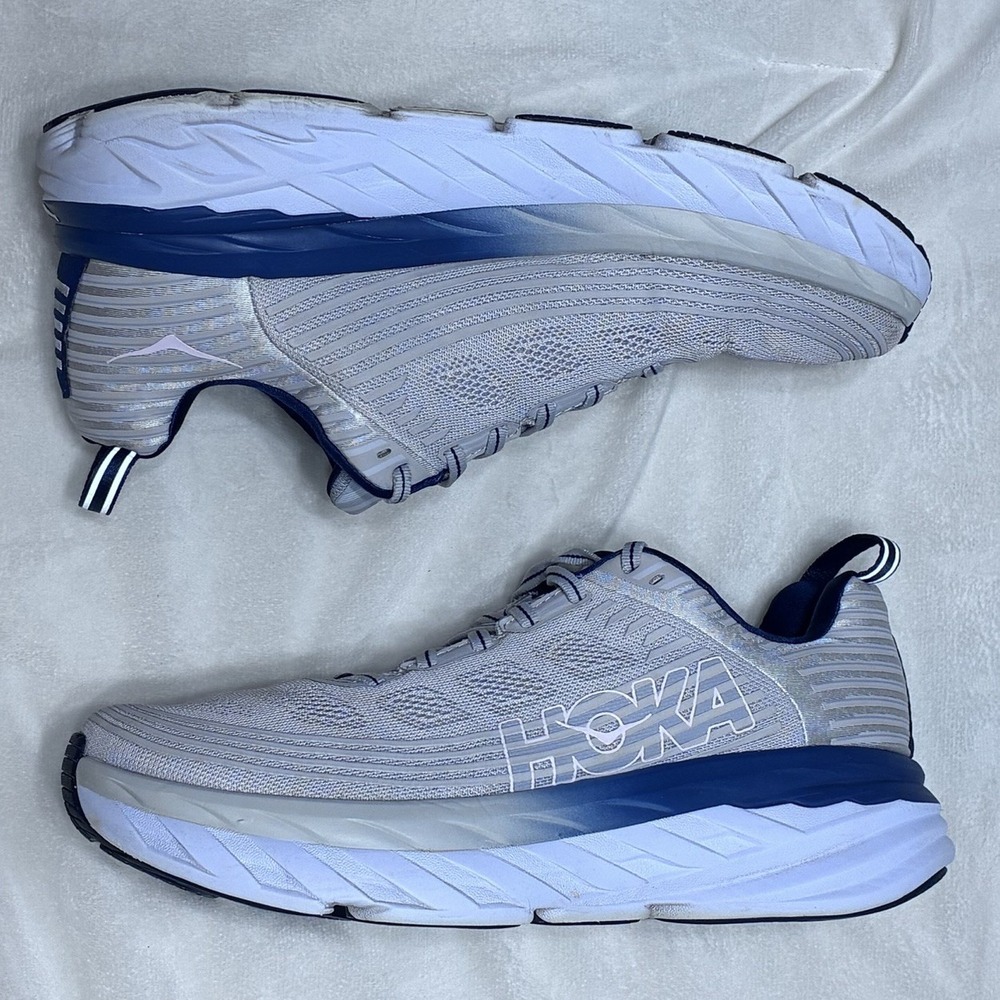 Hoka One One Bondi 6 Womens 9.5 Running Walking Shoes 1019270-LRNC Grey Blue